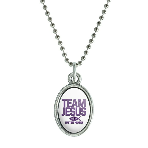 Team Jesus John 3:16 Christian Antiqued Oval Charm Pendant with Chain