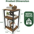 thumbnail image 2 of 3 Tier Tall Side Table, Rustic Brown Wood Coffee Table for Living Room, Night Stand with Open Storage Shelves, 2 of 7