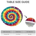 thumbnail image 6 of Colorful Rainbow Tie Dye Spiral Pattern Round Fitted Tablecloth with Elastic Edge,Dining Table Cover Waterproof,Outdoor Round Tablecloth for Camping,Dining,Indoor and Outdoor, 6 of 7
