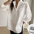 thumbnail image 6 of Women Button Down Shirts Drop Shoulder Oversized Blouse Long Sleeve Boyfriend Dress Shirt With Pockets Beat Selling Womens Clothes Womens Baseball Long Sleeve Poplin Shirt Women Womens Long Sleeve, 6 of 8