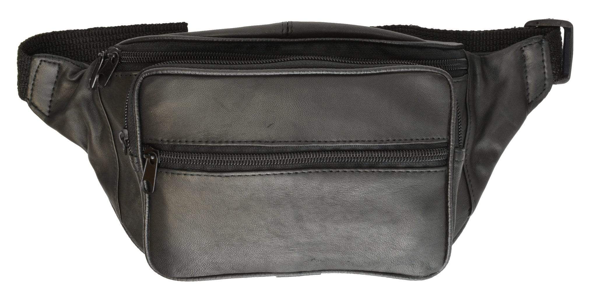 New Black Leather Waist Fanny Pack Belt Bag Pouch Travel Hip Purse Men Women 005 