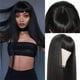 thumbnail image 1 of Peluca larga y lisa con flequillo, peluca negra de pelo sintético natural para mujer, ideal para uso diario, fiestas y cosplay. Peluca suave para mujer., 1 of 9