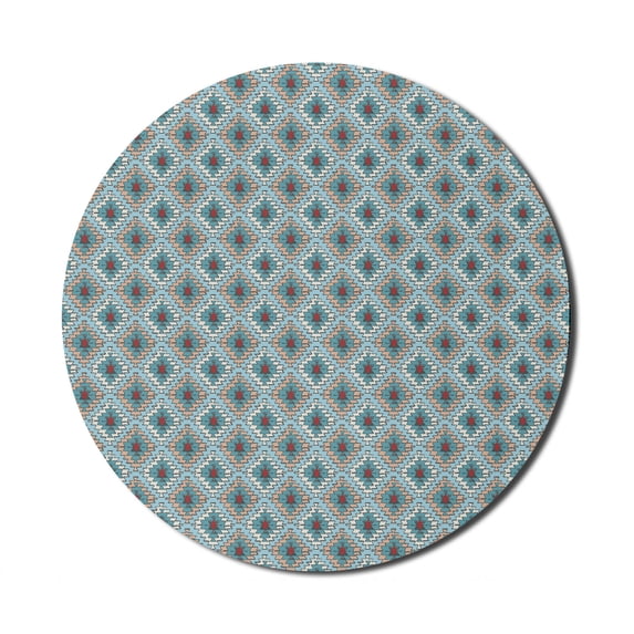 Tribal Mouse Pad for Computers, Hand Drawn Style Brush Ink Art Shapes with Prehistoric Culture Origins Peruvian, Round Non-Slip Thick Rubber Modern Gaming Mousepad, 8" Round, Multicolor, by Ambesonne