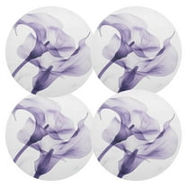 Ryvnso Purple Flower Round Plate Mats Dining Table Placemat Set of 4 for Holiday Decoration