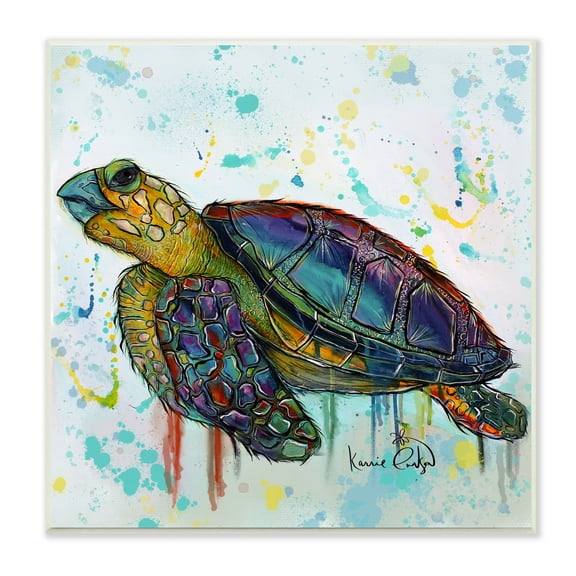 Stupell Industries Urban Street Style Sea Turtle Paint Drip Painting Unframed Art Print Wall Art, Design by Karrie Evenson