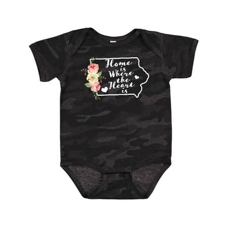 

Inktastic Iowa Home is Where the Heart is with Watercolor Floral Gift Baby Boy or Baby Girl Bodysuit