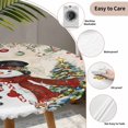 thumbnail image 5 of Round Fitted Tablecloth with Elastic Edge, Red Beige Christmas Waterproof Table Cloth Table Cover for 36"-44" Tables, Snowman Xmas Tree Ball Snowflake Winter Tablecloths for Dining Party Outdoor, 5 of 9