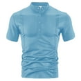thumbnail image 4 of Qgtaibl Lightweight Henley Shirts for Men Short Sleeve Basic T-Shirt Solid Color Collared Button Down Pullover Summer Tee Tops Sky Blue,L, 4 of 6