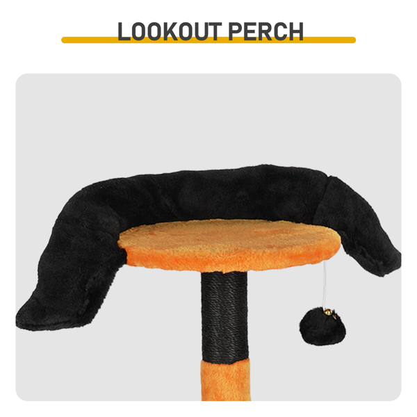 39.4" Halloween Cat Tree, Cat Tower Cat Tree for Indoor Cats with Spacious Cat Condo, Sisal Scratching Posts, Hanging Toys, Orange & Black
