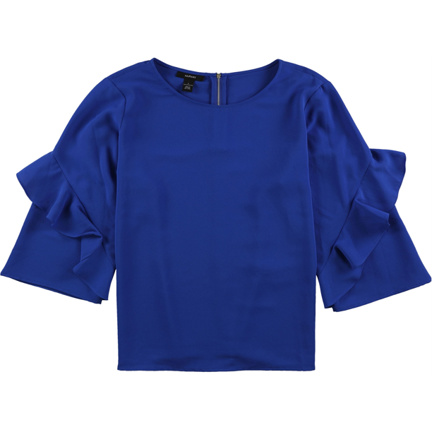 Blusa con volantes y cremallera trasera Alfani para mujer azul extragrande
