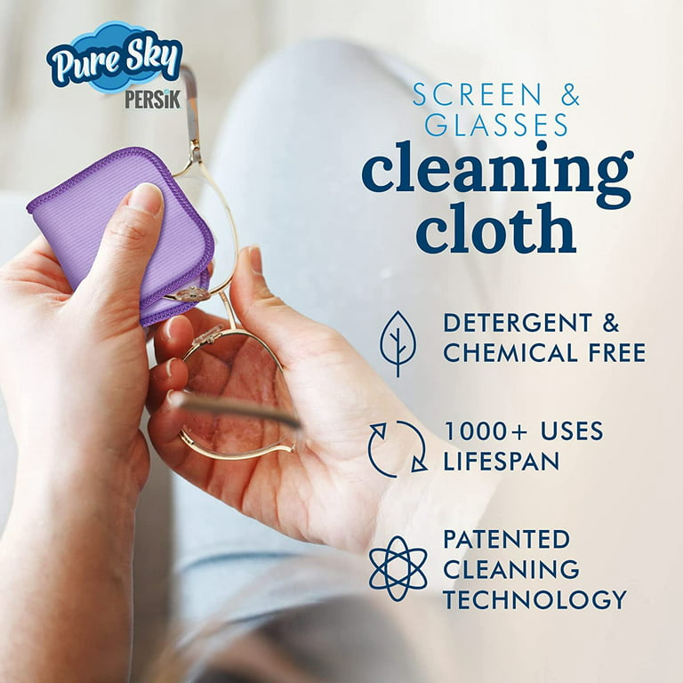 Persik Pure-sky Eyeglass Cleaner Cloth – Streak Free Ultra Microfiber Eyeglass Cleaner Wipes - Leaves No Wiping Marks - [3 Pack] - Cleans Lenses