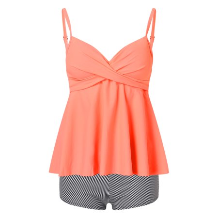 

Cathalem Sports Swim Top Women Retro Printed Swimdress Two Piece Vintage Beach Swimwear Bra Swim Women Pieces plus Bathing Suits Underwear Pink Medium