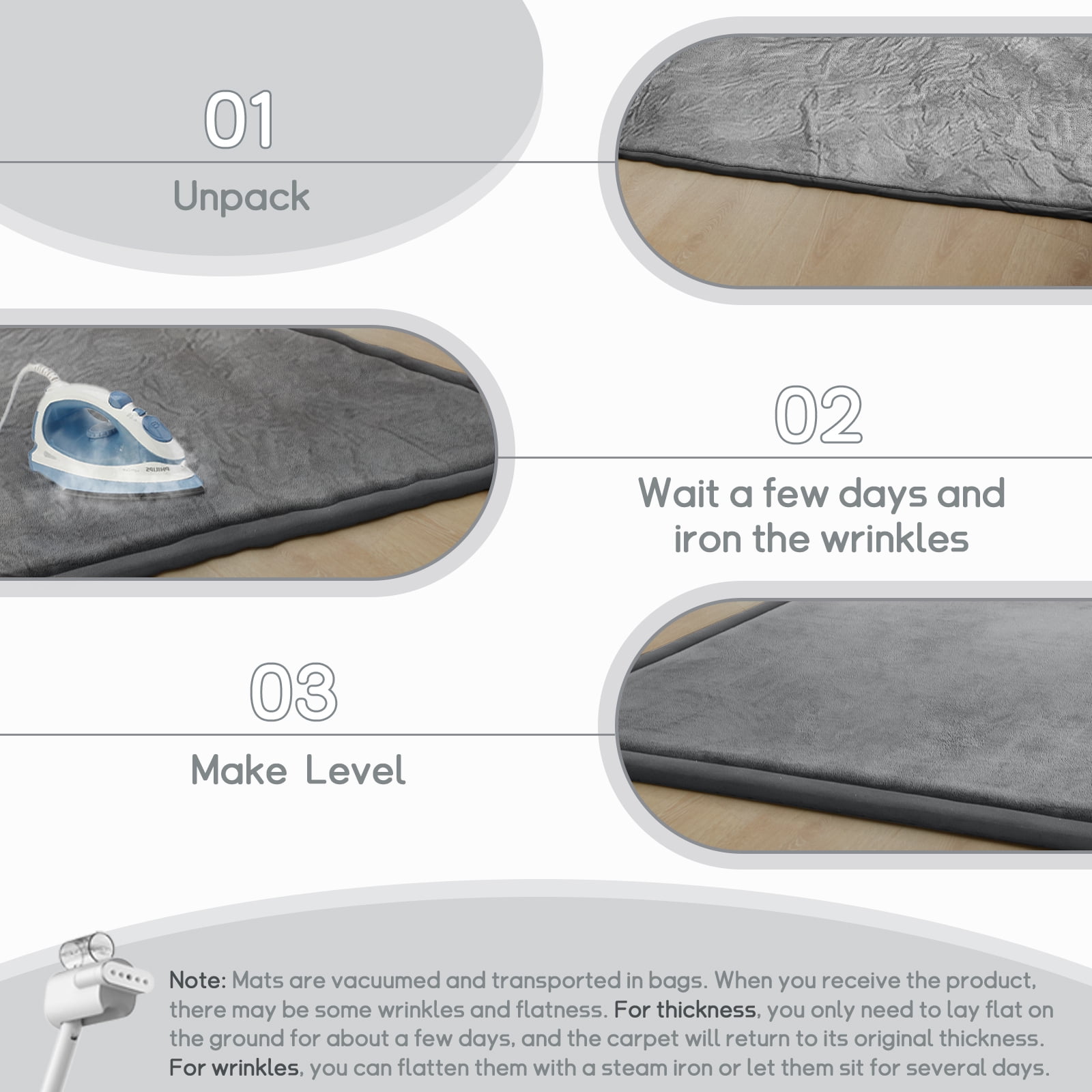 Teler Baby Play Mat for Floor, 1.3" Thick Foam 50"×50" Playmat, Ultra-Soft Plush Feel & Non-Slip Backing Safe for Infants, Toddlers Crawling, Dark Grey