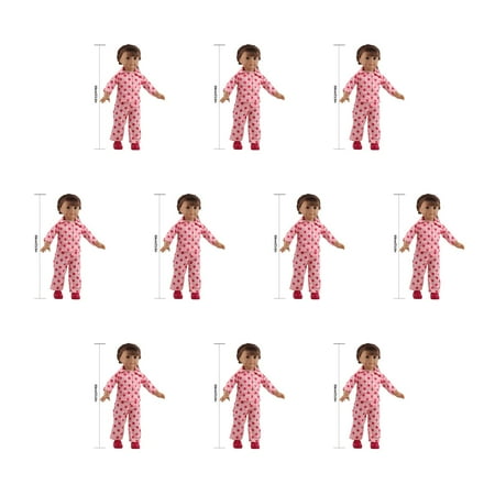 

10pcs 18 Inches Doll Pajama Girls Toy Doll Printed Pattern Sleepwear Front Open Button Design with Lapels