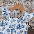 thumbnail image 4 of MEZZALL Toddler Girls Flutter Sleeve Floral Dress Sundress Spring Summer Casual Comfortable Outfits, Blue, 3-4 Years, 4 of 6
