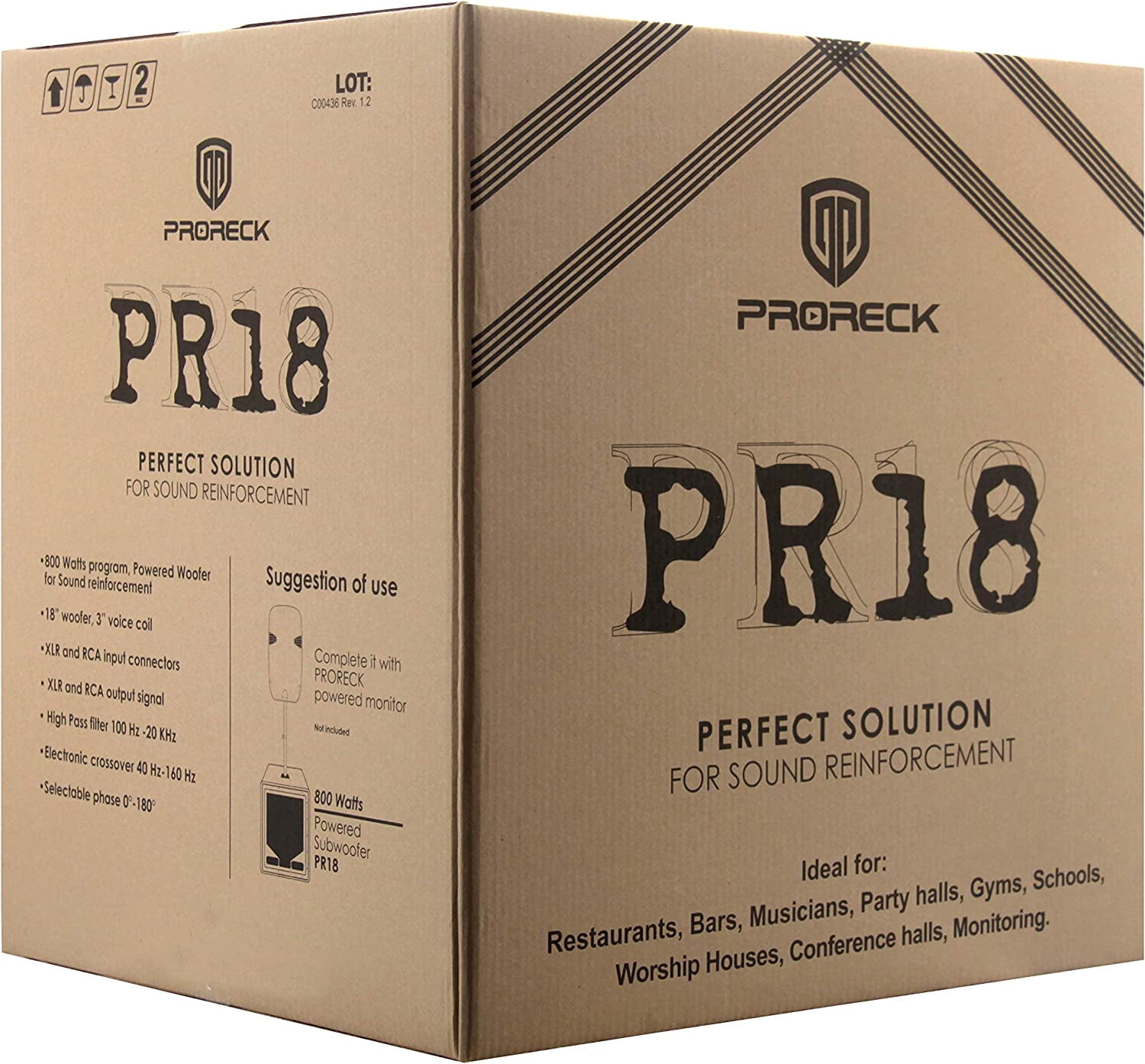 PRORECK PR18 18 inch 2000W P.M.P.O Active Powered PA DJ Subwoofer Cabinet