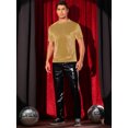 thumbnail image 2 of DARING DIVA Men's Velvet Crew Neck Short Sleeve Tee Tops Disco Velour T Shirts L Golden, 2 of 6