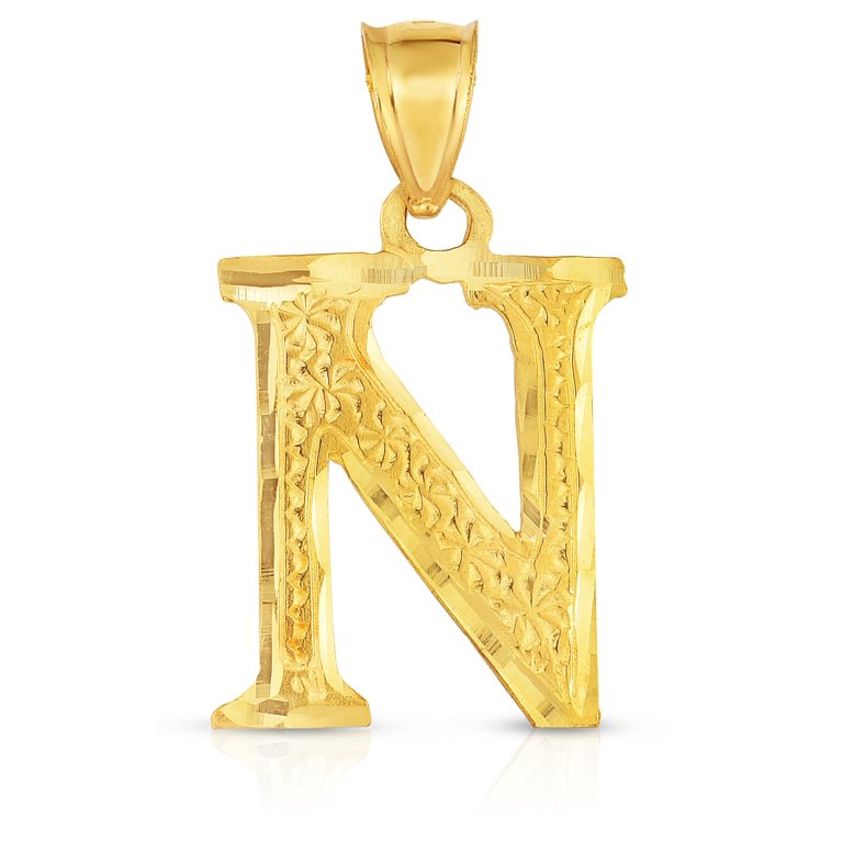 10k Yellow Gold Dainty Letter V Initial Name Monogram Necklace