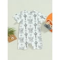 thumbnail image 4 of Genuiskids Baby Boy Girl Western Clothes Cow Print Short Sleeve Romper Jumpsuit Ribbed Bodysuit One Piece Country Outfit 0-18M, 4 of 7