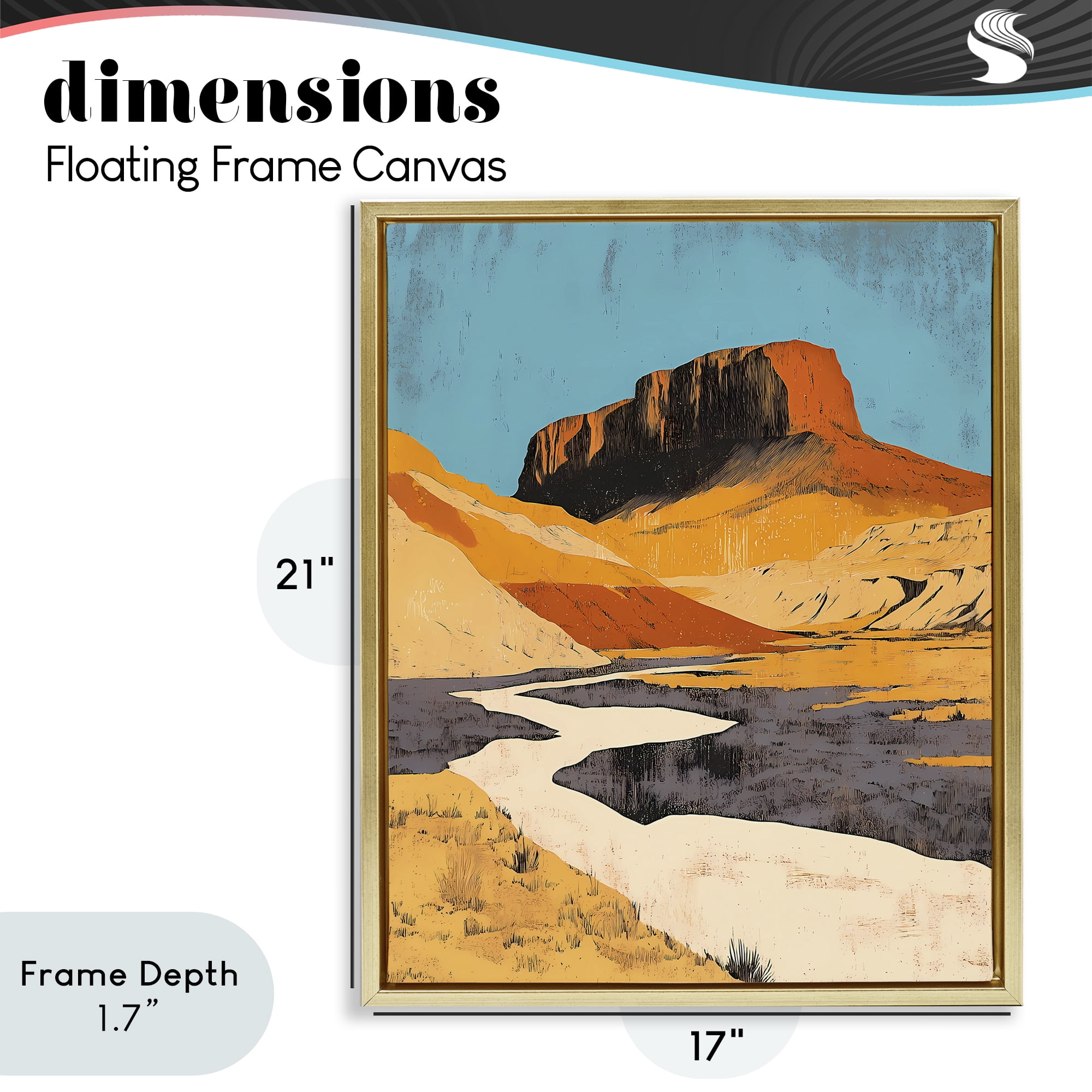 Stupell Industries Vintage Canyon Pass Gold Framed Floater Canvas Wall Art, design by Walker Noble