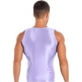 thumbnail image 3 of ZDHoor Mens Glossy Smooth Tank Top Stretchy Sleeveless Gym Workout Vest Tops Purple XL, 3 of 7