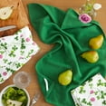 thumbnail image 2 of Martha Stewart Clover Medow Kitchen Towel Set, 16"x28", White/Green, Set of 3, 2 of 7