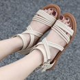 thumbnail image 5 of Dakaela Strappy Sandals for Women 2025 Summer Beach Gladiator Flat Shoes Back Zip Casual Slip on Sandal, 5 of 8