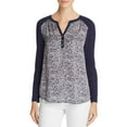 thumbnail image 2 of Finity Womens Abstract Henley Shirt, Blue, 10, 2 of 2