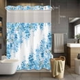 thumbnail image 5 of No Hook Teal Blue Wisteria Shower Curtain with Snap in Liner Set, Sprinng Summer Pastoral Botanical Waterproof Bathroom Curtains with See Through Top Window, Hotel Style Extra Long 72 x 96 Inch, 5 of 9
