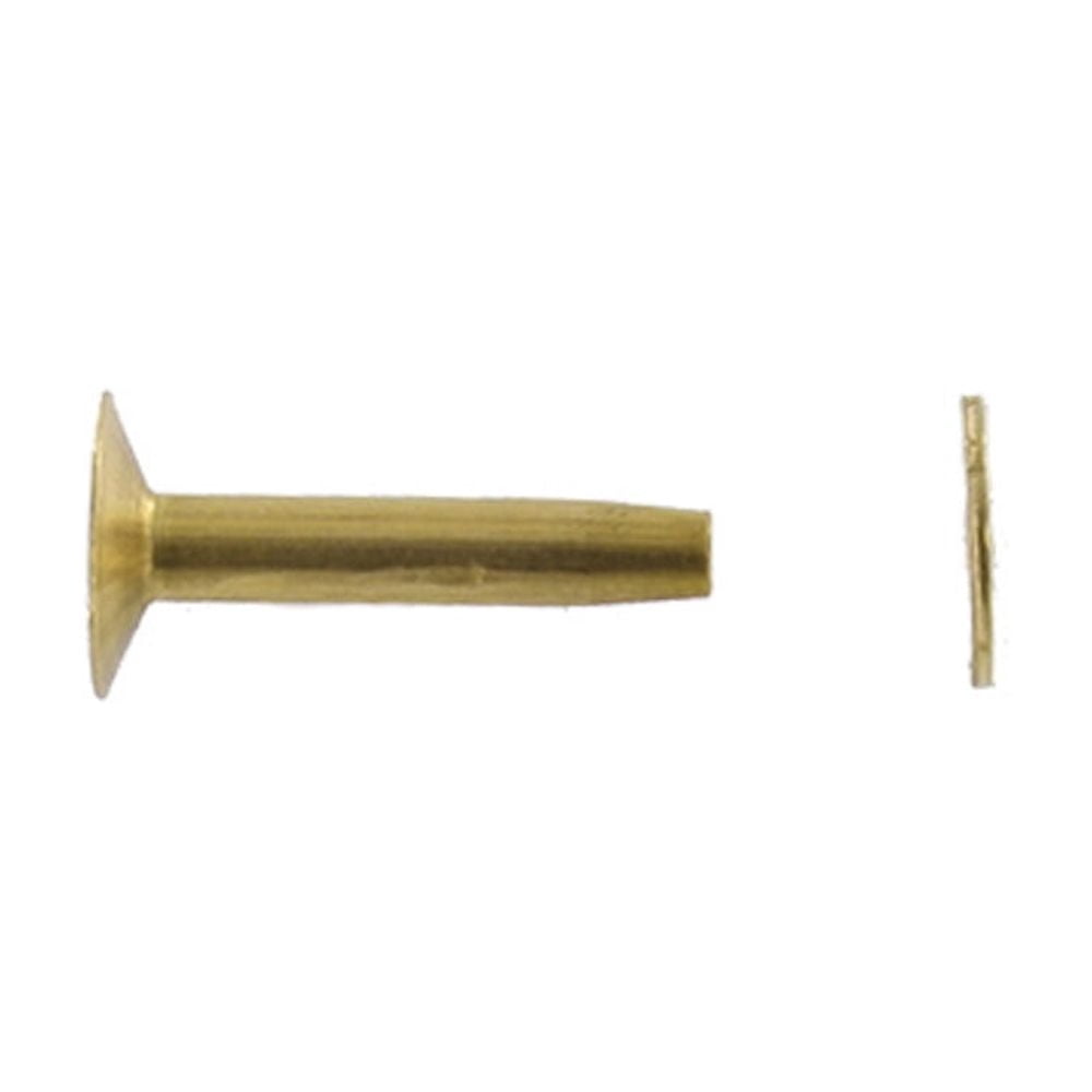 BRB12 #12 Brass Rivets w/ Burrs, Solid Brass (100 sets per bag)