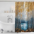 thumbnail image 2 of Blue Yellow Oil Painting Shower Curtain Set - Standard 72" x 72" Washable Bathtub Curtain with 12 Hooks, Modern Tree Art Contemporary Waterproof Fabric Stall Shower Curtains for Bathroom Décor, 2 of 6