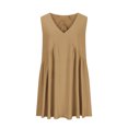 thumbnail image 6 of SMihono Womens Summer Sleeveless Mini Dress Casual Loose V Neck Sundress Swing Flowy Beach Dress with Pocket Pleated Dresses Khaki M, 6 of 6