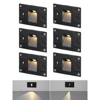6 Pack LED Horizontal 5CCT Step Lights, Replaceable Magnetic Faceplat Indoor Stair Light, Dimmable, Black