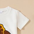 thumbnail image 4 of peqiut Toddler Baby Boy Clothes Summer Outfit 3 6 12 18 24 Months 3T Dinosaurs Embroidery Print Short Sleeve Shirt Top + Solid Color Pockets Shorts Trousers Toddler Boys 2PCS Shorts Set, 4 of 6