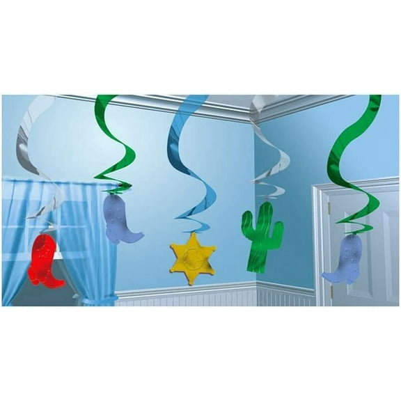 Various Foil Hanging Swirl Decorations (5pc) - Party Streamers