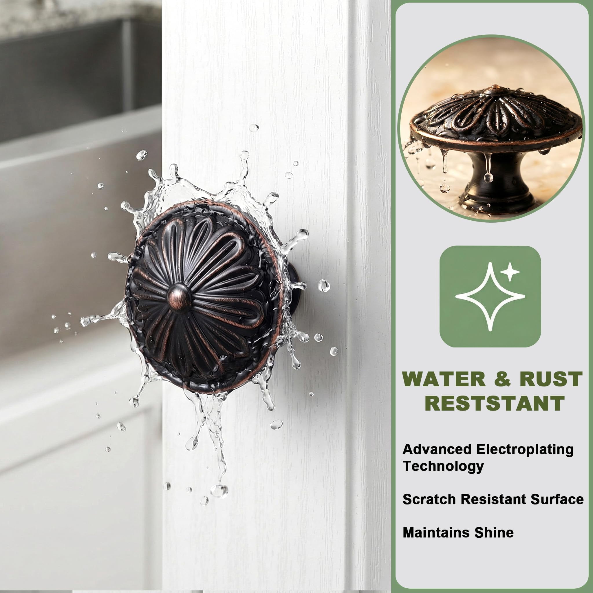 Antique Brass Cabinet Knobs Handles 10 Pack,Solid Zinc Alloy 1.4"Dia Round,Vintage Brass Kitchen Cabinet Handles for Cabinets and Drawers,Drawer Knobs Pulls Vintage Dresser Knobs Closet Door Knobs