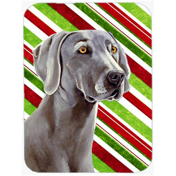 Weimaraner Candy Cane Holiday Christmas Glass Cutting Board - Large