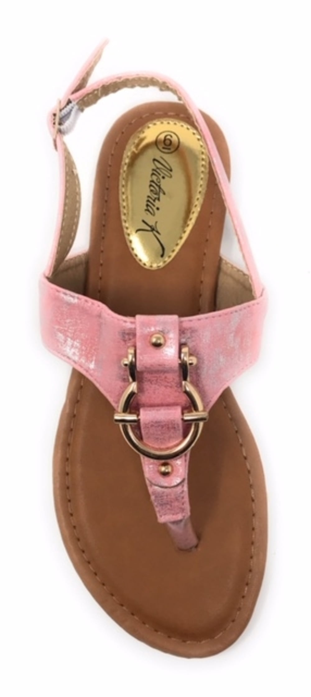 Victoria K Women's Gold Buckle Metallic Sandals
