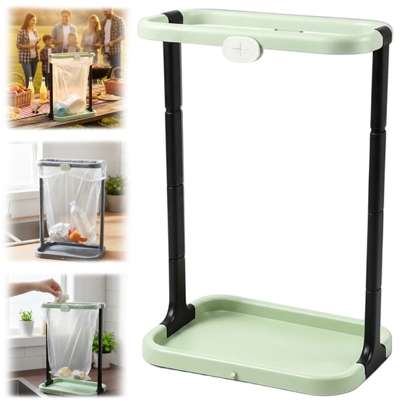 Portable Trash Bag Holder SomWiBe Collapsible Trash Can Stand for Kitchen Home Camping, Foldable Metal Frame, 1 Pack
