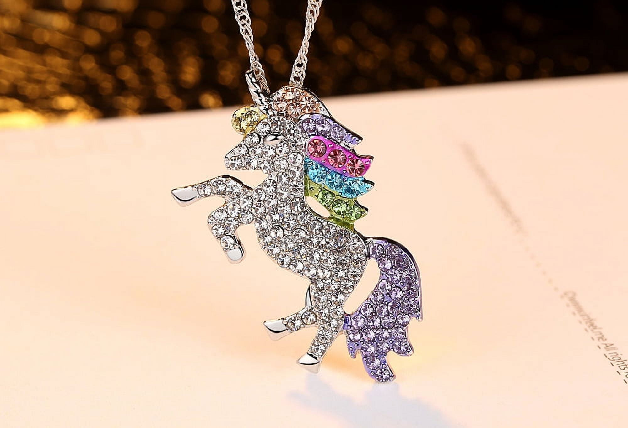 Lucky Unicorn Swarovski Crystal Necklace for Women Girls Jewelry Gift