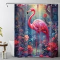 thumbnail image 1 of HVEST Tropical Dream Forest Shower Curtain for Bathroom Pink Flamingo and Floral Pastel Plant Jungle Bathroom Shower Curtains with Hooks, Nature Landscape Bathroom Curtains Shower Set 60x72 inch, 1 of 5
