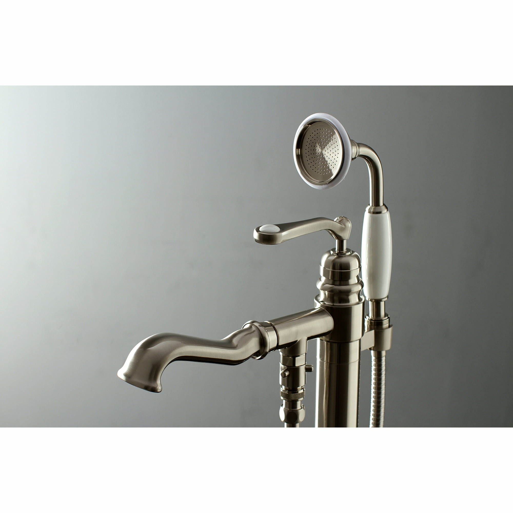 Kingston Brass KS7018RL Royale Freestanding Tub Faucet with Hand Shower, Brushed Nickel