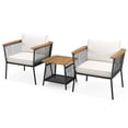 thumbnail image 5 of Gymax Set of 3 Furniture Set w/ 2-Tier Coffee Table Acacia Wood Armrests Tabletop Patio, 5 of 6