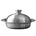 thumbnail image 1 of Naiovety Bandeja de comida de acero inoxidable plateada, vajilla de cocina Unisex para cocinar al vapor varios alimentos, olla para cocinar al Cocina y Comedor, 1 of 6