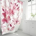 thumbnail image 2 of Extra Long Shower Curtain 72 x 84 Inch, Tall Watercolor Floral Fabric Shower Curtain, Modern Abstract Pink Flower Bathroom Shower Curtain Set with Hooks, 2 of 6