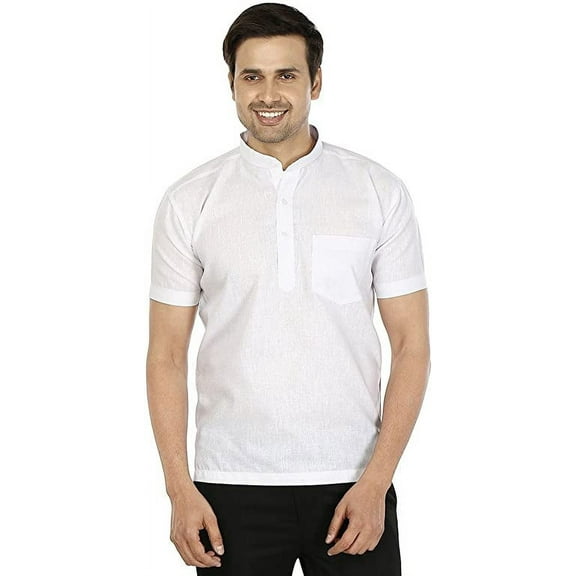Royal Men's Cotton Blend Straigh Kurta White