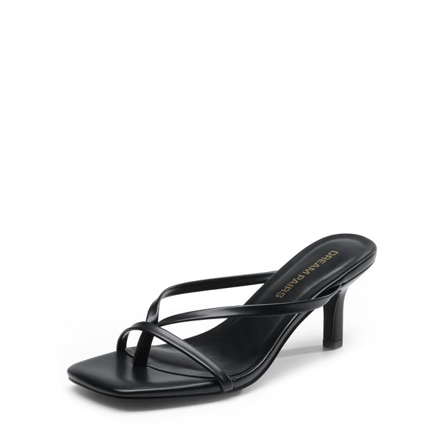 Sandalia DREAM PAIRS DWUMFF2503 Negra con Tacón Bajo y Punta Cuadrada
