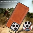 thumbnail image 5 of ELEHOLD Detachable Wallet Case for iPhone 15 Pro, RFID Blocking Magnetic Shockproof Leather Phone Case with Kickstand and Card Slots,Lightbrown, 5 of 5