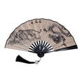 thumbnail image 2 of Folding Hand Held Fan Chinese Vintage Style Plastic Fan Double Sided Hanfu Accessories for Weddings Dancing Parties, 2 of 8