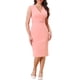 thumbnail image 2 of Vestido de tubo sin mangas con escote en V para mujeres Inspire Chic, vestido de lápiz con cinturón, color rosa coral, talla M, 2 of 6